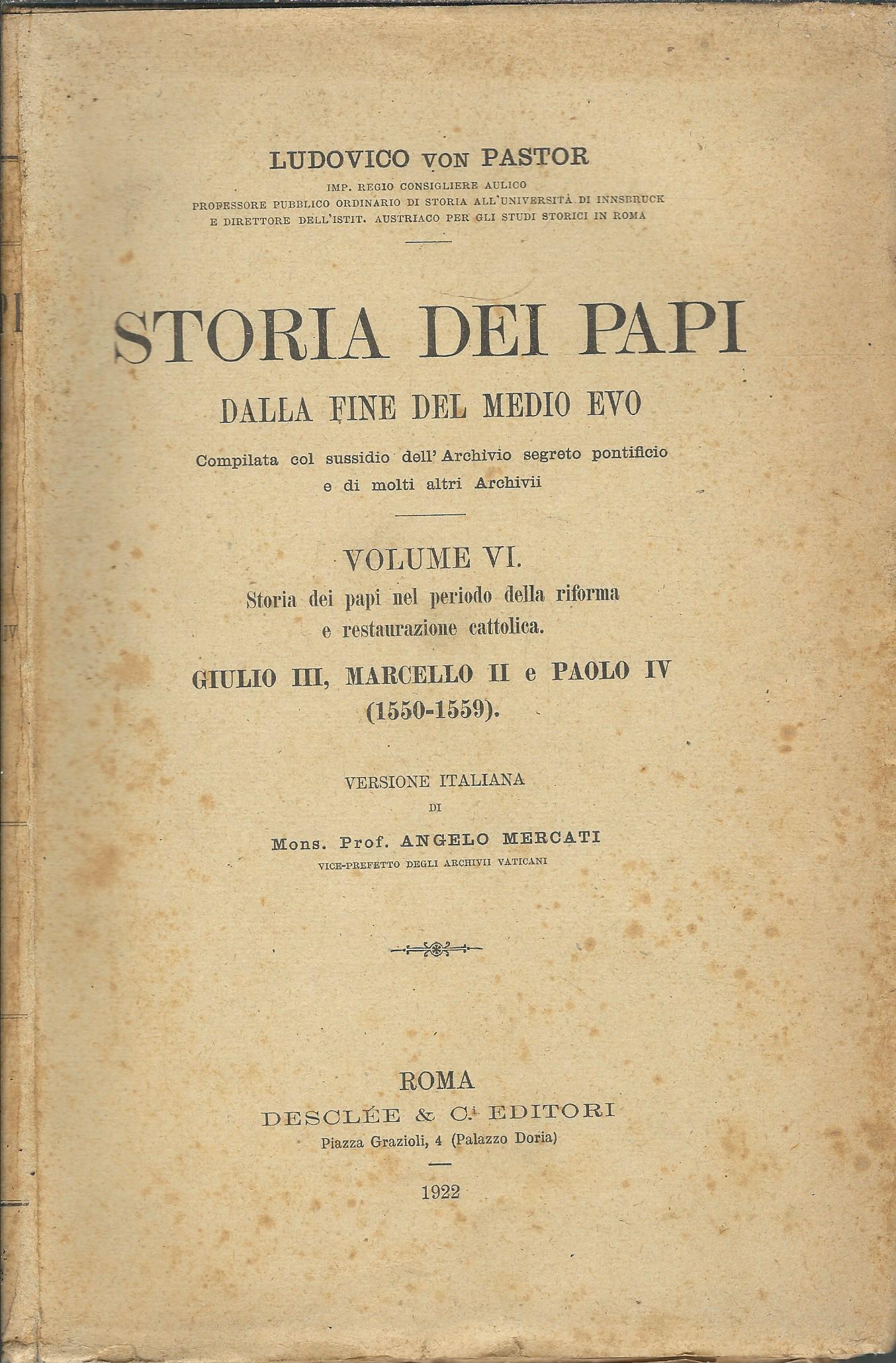 STORIA DEI PAPI DALLA FINE DEL MEDIO EVO