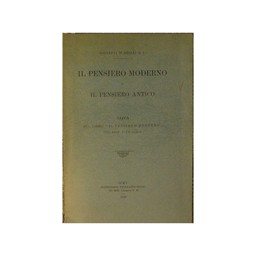 Il pensiero moderno e i pensiero antico