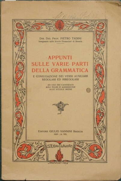 Appunti sulle varie parti della grammatica