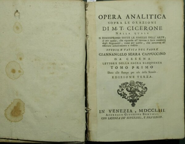 Opera analitica sopra le orazioni di M.T. Cicerone. Vol. l