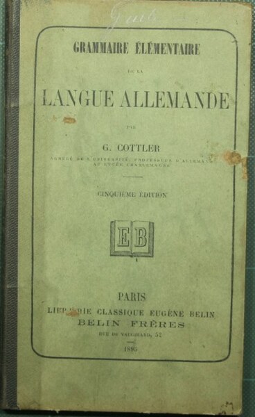 Grammaire elementaire de la langue allemande