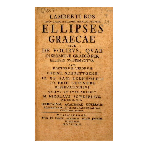 Ellipses gracae sive vocibus, quae in Sermone Graeco per Ellipsin …