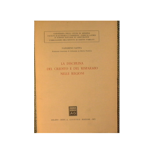 La disciplina del credito e del risparmio nelle regioni