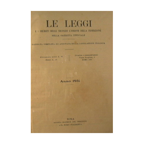 Le leggi e i decreti secondo l'ordine della inserzione nella …