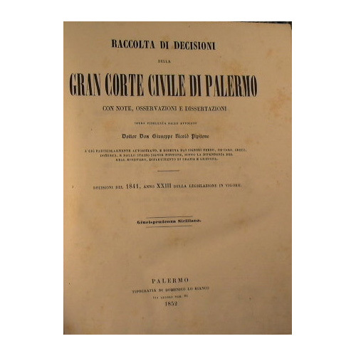 Raccolta di decisioni della gran corte civile di Palermo