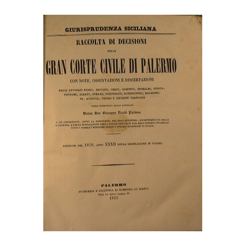 Raccolta di decisioni della gran corte civile di Palermo