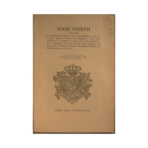 Regie Patenti in data del 21 dicembre 1826