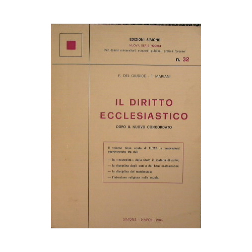 Il diritto ecclesiastico dopo il nuovo concordato