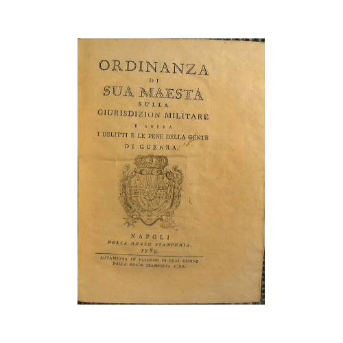 Ordinanza di Sua Maesta sulla giurisdizione militare e sopra i …