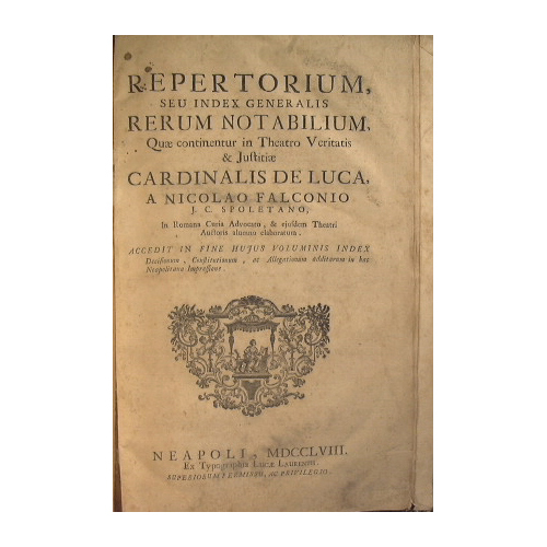 Repertorium, seu Index generalis rerum notabilium, quae continentur in Theatro …