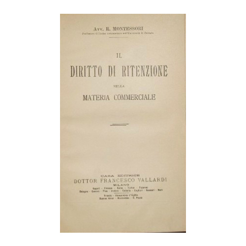 Il diritto di ritenzione nella materia commerciale