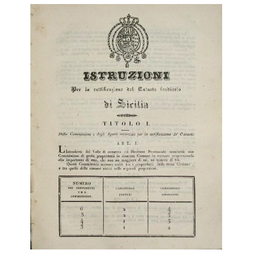 Istruzioni per la rettificazione del catasto fondiario di Sicilia