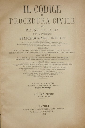 Il Codice di Procedura Civile del Regno d'Italia. Voll. III …