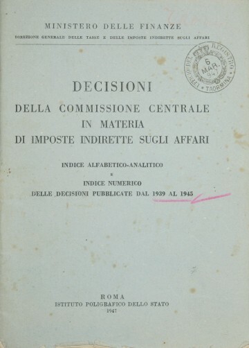 Decisioni della commissione centrale in materia di imposte indirette sugli …