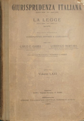 Giurisprudenza italiana e La legge. Vol. LXVI - Anno 1914