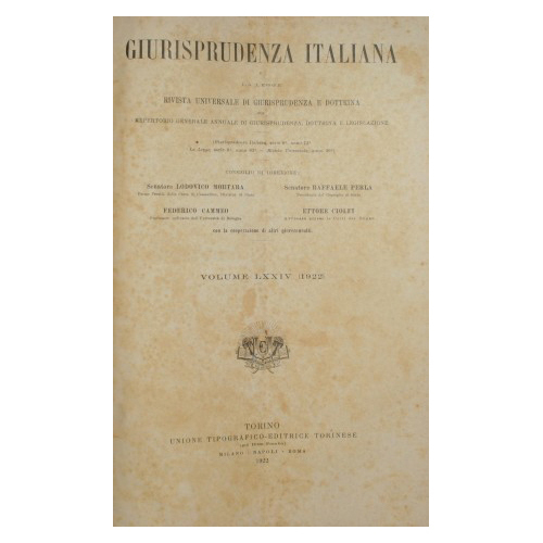 Giurisprudenza italiana e La legge. Vol. LXXIV - Anno 1922