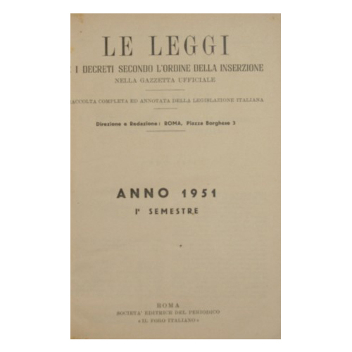 Le leggi e i decreti secondo l'ordine della inserzione nella …