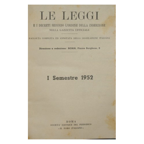 Le leggi e i decreti secondo l'ordine della inserzione nella …