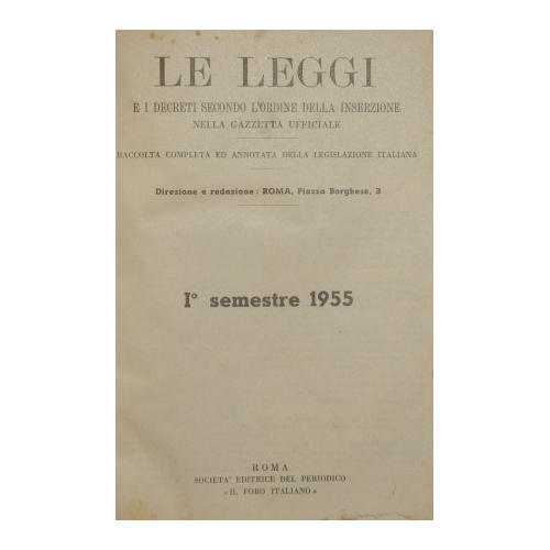 Le leggi e i decreti secondo l'ordine della inserzione nella …