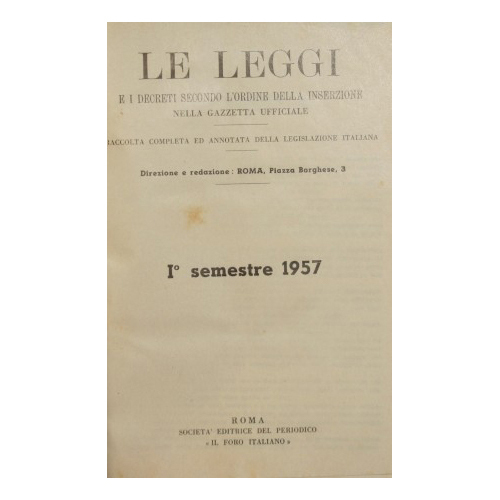 Le leggi e i decreti secondo l'ordine della inserzione nella …