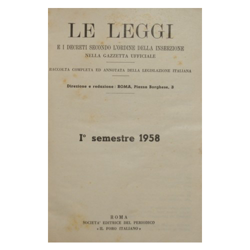 Le leggi e i decreti secondo l'ordine della inserzione nella …