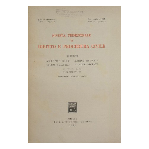 Rivista Trimestrale di Diritto e Procedura Civile