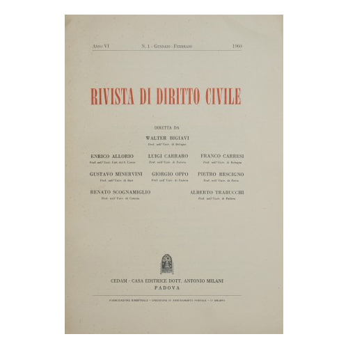 Rivista di Diritto Civile. Anno VI - 1960. N. 1 …