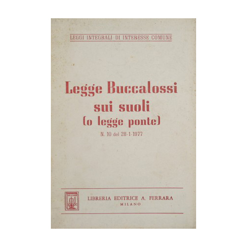 Legge Buccalossi sui suoli (o legge ponte)