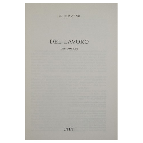 Commentario del Codice Civile. Libro V - Del lavoro