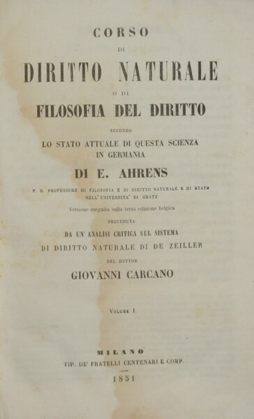 Corso di Diritto naturale o di Filosofia del Diritto - …