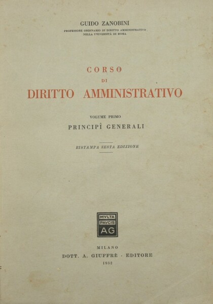 Corso di diritto amministrativo. Vol. I