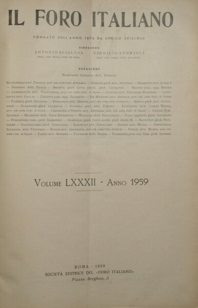 Il Foro italiano. Vol. LXXXII - Anno 1959