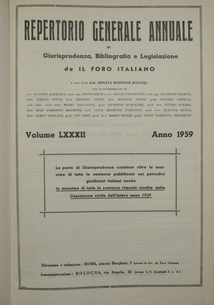 Repertorio generale annuale di Giurisprudenza, Bibliografia e Legislazione de Il …