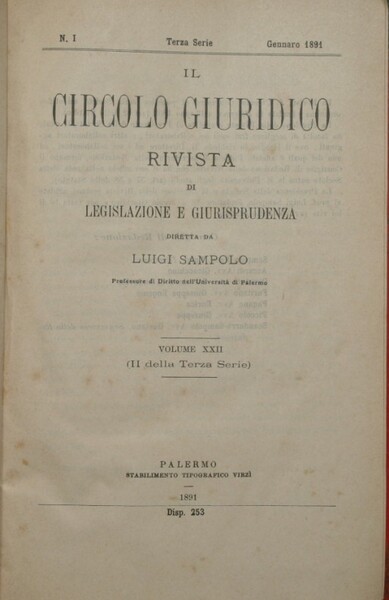 Il circolo giuridico. Anno XXII - Vol. XXII