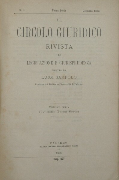 Il circolo giuridico. Anno XXIV - Vol. XXIV