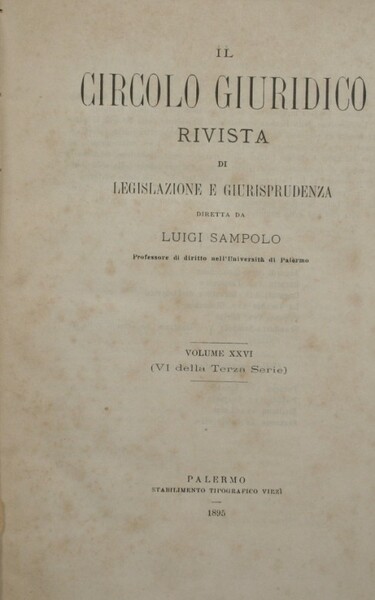 Il circolo giuridico. Anno XXVI - Vol. XXVI