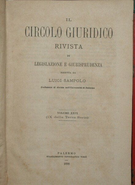 Il circolo giuridico. Anno XXIX - Vol. XXIX