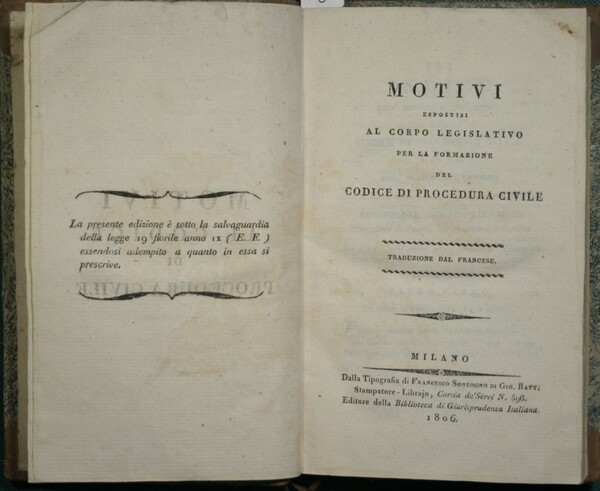 Motivi espostisi al corpo legislativo per la formazione del Codice …