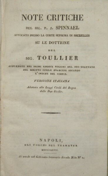 Note critiche su le dottrine del Sig. Toullier contenute nei …