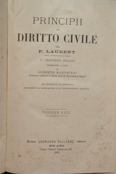 Principii di diritto civile. Voll. XXXI-XXXII