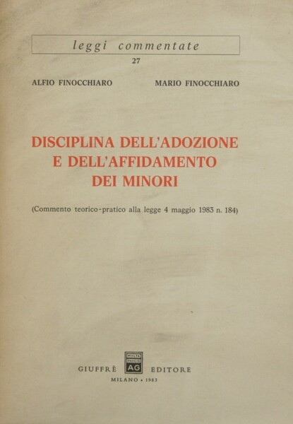 Disciplina dell'adozione e dell'affidamento dei minori