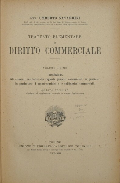 Trattato elementare di diritto commerciale