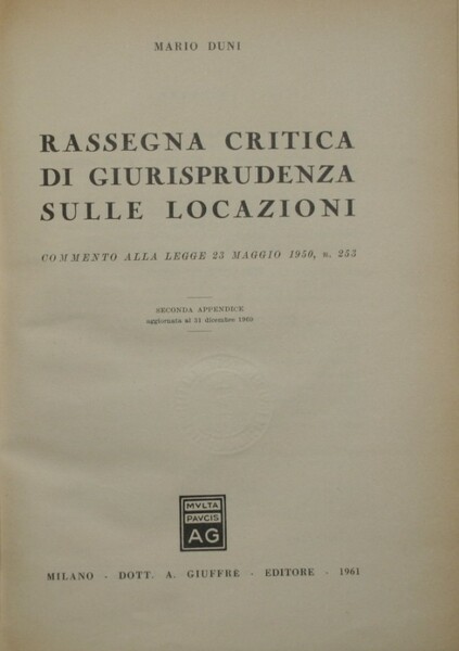 Rassegna critica di giurisprudenza sulle locazioni