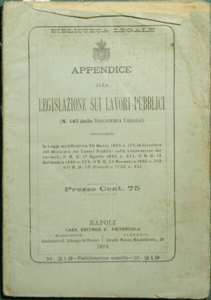 Appendice alla legislazione sui lavori pubblici