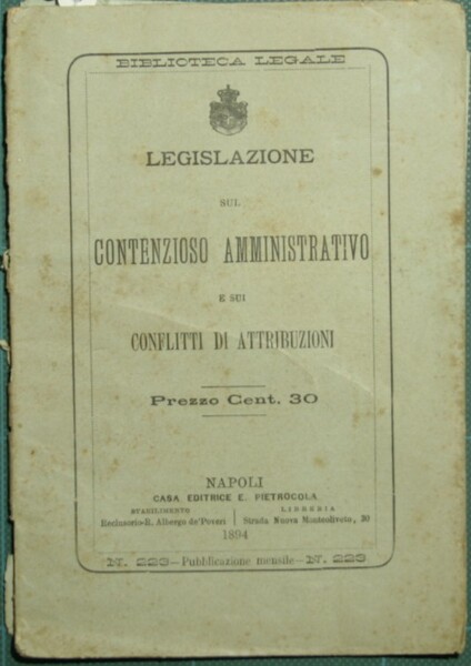 Legislazione sul contenzioso amministrativo e sui conflitti di attribuzioni