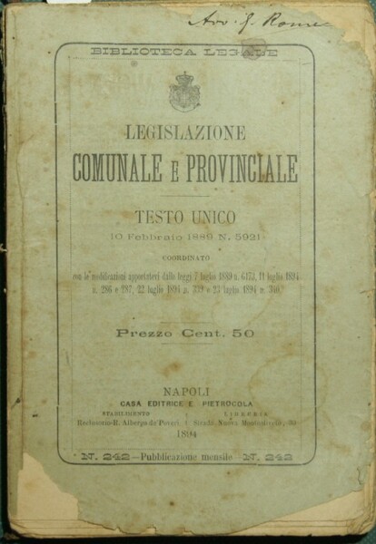 Legislazione comunale e provinciale; Modificazioni alla legge elettorale politica e …