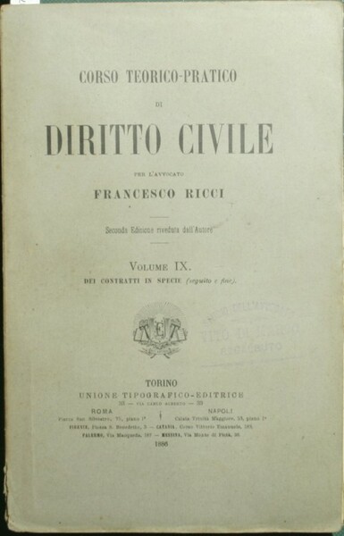 Corso teorico pratico di diritto civile. Vol. IX