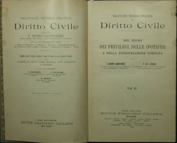 Del pegno. Dei privilegi, delle ipoteche e della espropriazione forzata. …