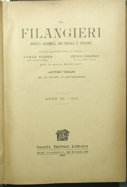 Il Filangieri. Anno XL - 1915