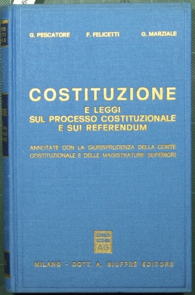 Costituzione e leggi sul processo costituzionale e sui referendum